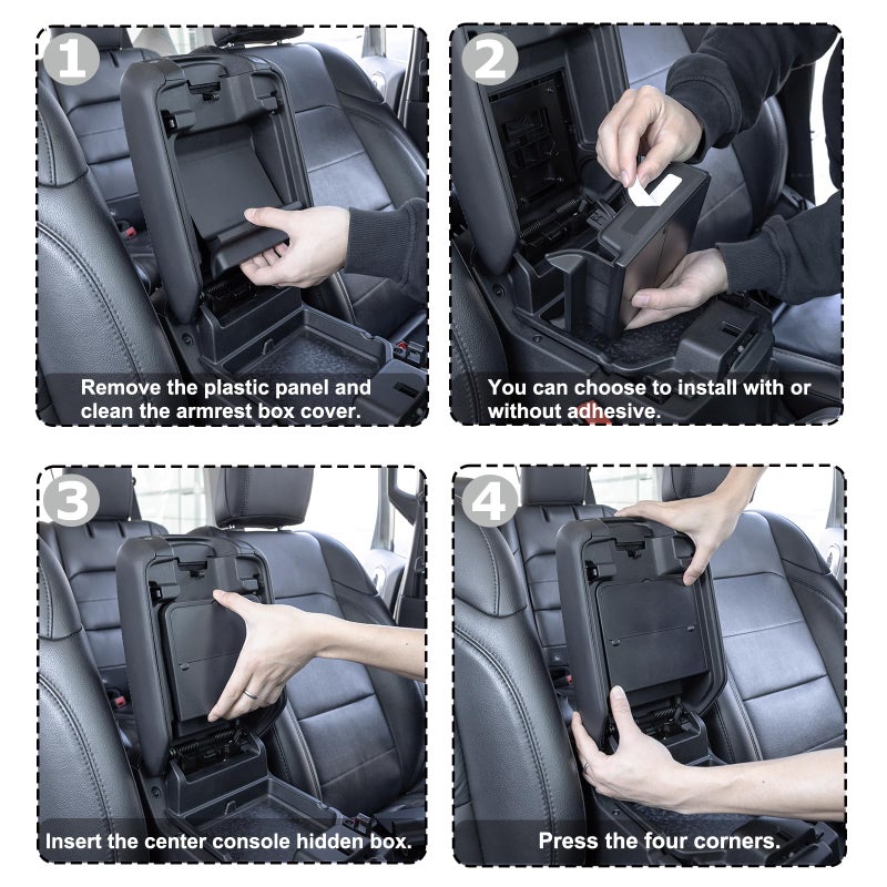 JKCOVER Center Console Hidden Organizer Box Compatible with Jeep Wrangler JL/JLU 4XE and Jeep Gladiator JT 2018-2023 2024 2025 Accessories Armrest Secret Compartment One-Touch Hidden Storageï¼ˆPatent Designï¼‰ - Image 5