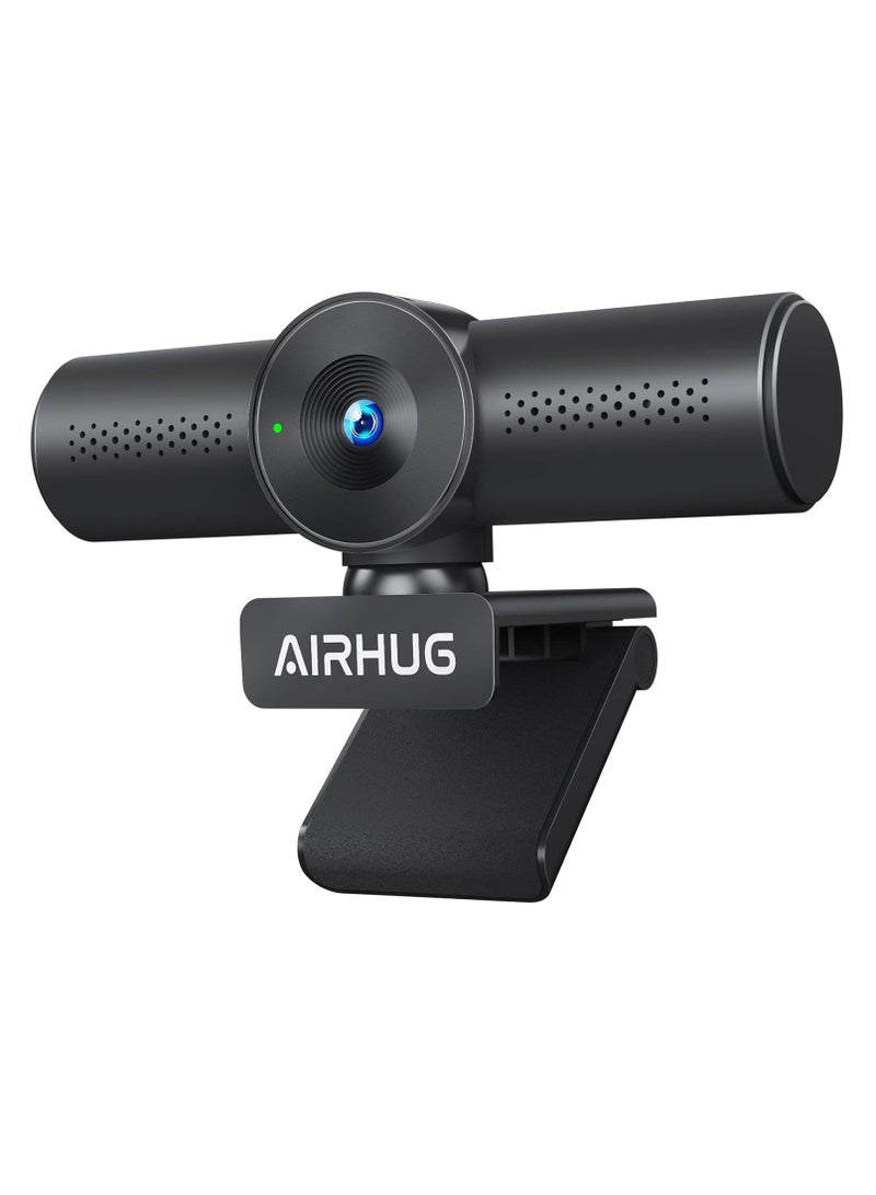 AIRHUG 2K Webcam with Noise Canceling Microphones, USB Web Cam for Computer and Laptop Plug & Play, Web Camera with Privacy Cover, 71°Wide-Angle,for Streaming and Conferencing,Compatible Skype Zoom YouTube - Image 1