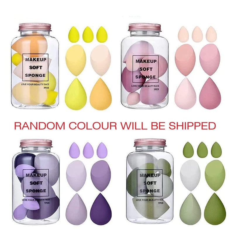 MACPLUS Makeup Sponge Set Beauty Blender with Egg Case, Soft Sponge For Liquid Foundation, Creams, and Powders Latex Free Wet and Dry Makeup (Multicolor 4 Big + 3 Mini -7 Pcs set) - Image 5