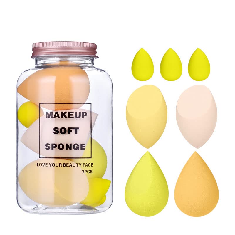 MACPLUS Makeup Sponge Set Beauty Blender with Egg Case, Soft Sponge For Liquid Foundation, Creams, and Powders Latex Free Wet and Dry Makeup (Multicolor 4 Big + 3 Mini -7 Pcs set) - Image 2