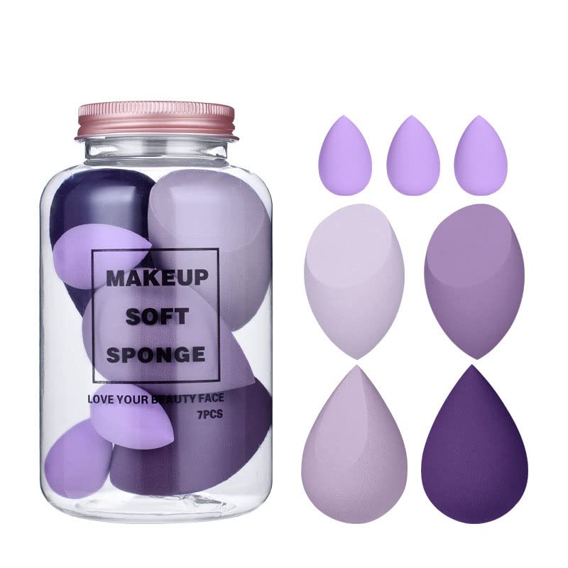 MACPLUS Makeup Sponge Set Beauty Blender with Egg Case, Soft Sponge For Liquid Foundation, Creams, and Powders Latex Free Wet and Dry Makeup (Multicolor 4 Big + 3 Mini -7 Pcs set) - Image 1