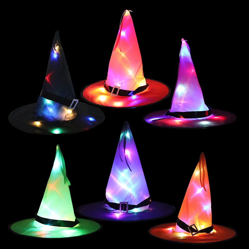 Halloween Hat Ghost Festival Party Decoration Props Led Luminous Witch Hat Magician Witch Hat Wizard Hat - Image 2