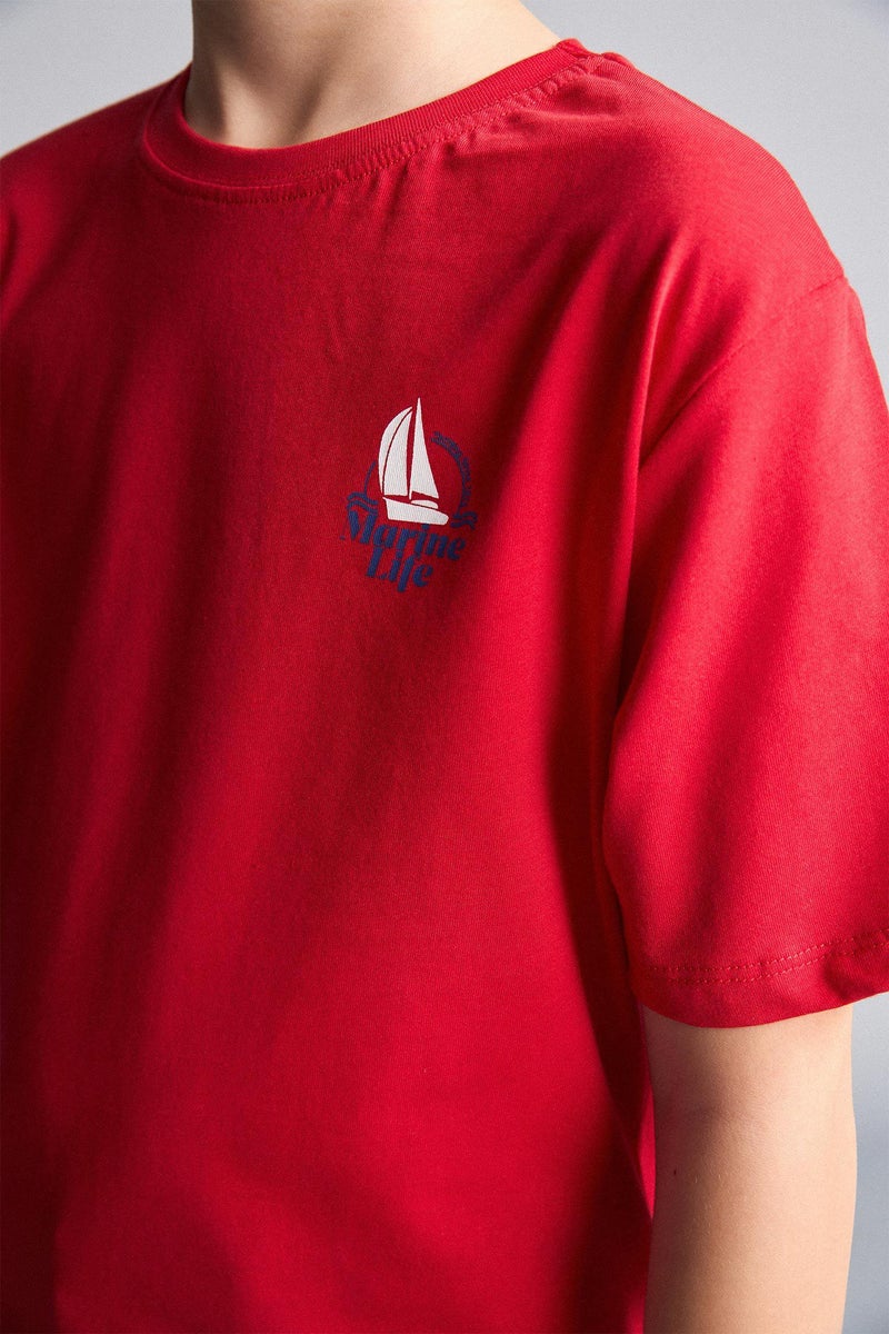 DeFacto Red Boy New Regular Fit Printed Short Sleeve T-Shirt Casual - Image 4