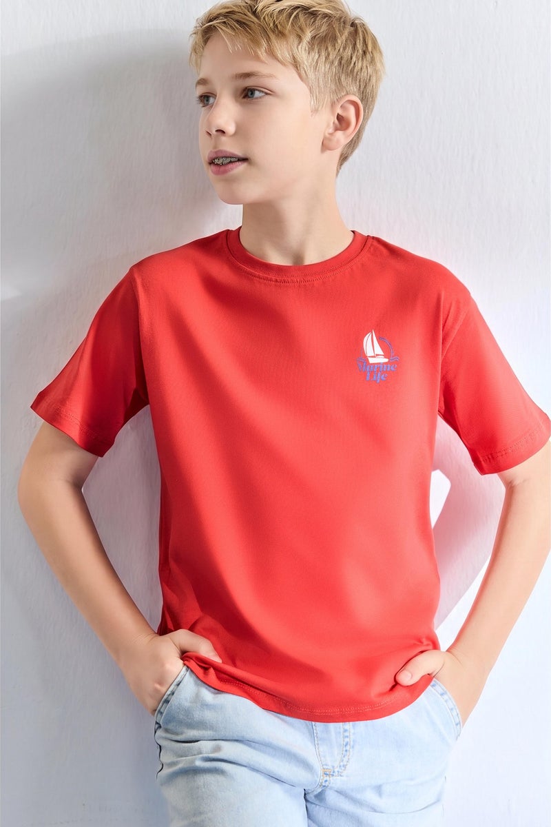 DeFacto Red Boy New Regular Fit Printed Short Sleeve T-Shirt Casual - Image 1