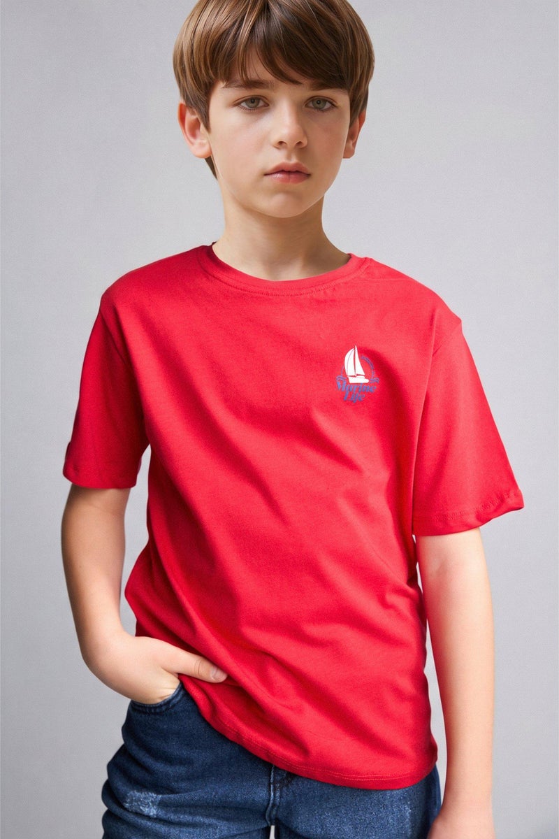 DeFacto Red Boy New Regular Fit Printed Short Sleeve T-Shirt Casual - Image 3
