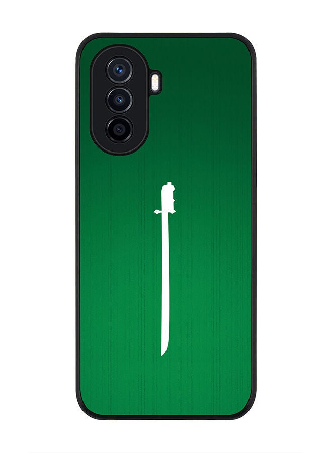 Stylizedd Rugged Black edge case for Huawei Nova Y70  Slim fit Soft Case Flexible Rubber Edges Anti Drop TPU Gel Thin Cover - Sword Of Saudi - Image 1