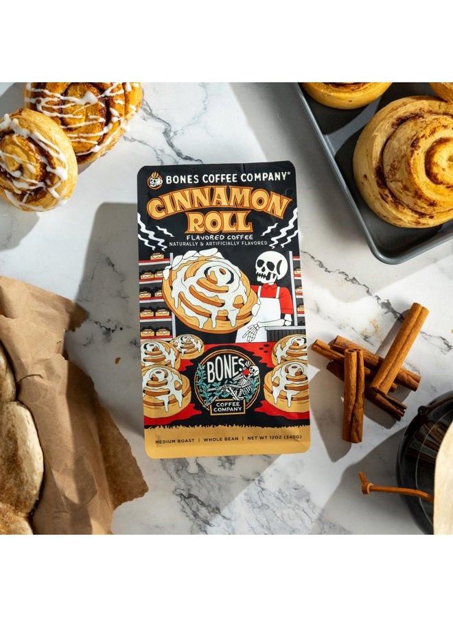 Bones Coffee Company Cinnamon Roll Flavored Coffee, Medium Roast Low Acid Arabica Beans Compatible with Auto drip and French Press Coffee Maker, 12 Oz Whole Bean - Image 5