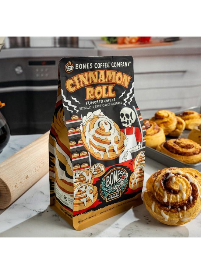 Bones Coffee Company Cinnamon Roll Flavored Coffee, Medium Roast Low Acid Arabica Beans Compatible with Auto drip and French Press Coffee Maker, 12 Oz Whole Bean - Image 4