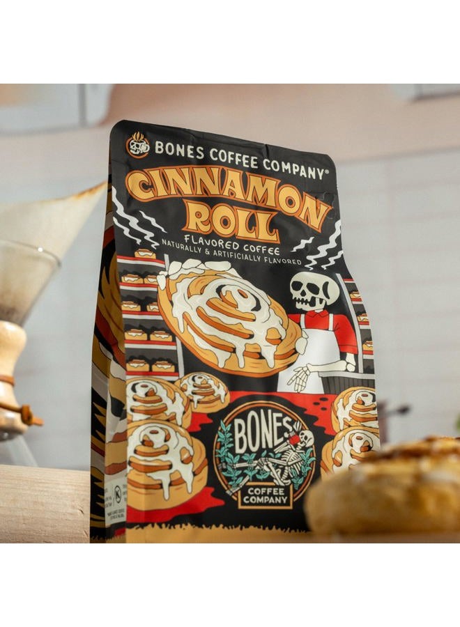 Bones Coffee Company Cinnamon Roll Flavored Coffee, Medium Roast Low Acid Arabica Beans Compatible with Auto drip and French Press Coffee Maker, 12 Oz Whole Bean - Image 3
