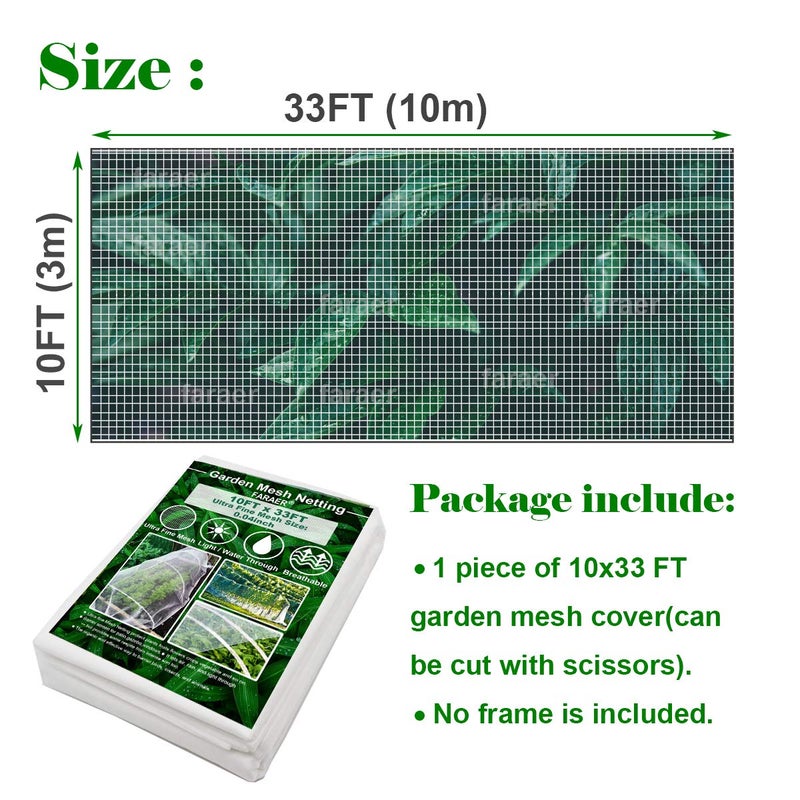 FARAER Garden Netting, Plant Covers 10x33Ft Net Ultra Fine Mesh Protection Netting for Vegetable Plants Fruits Flowers Crops Greenhouse Row Cover Raised Bed Barrier Screen Protection Net Cover - Image 4