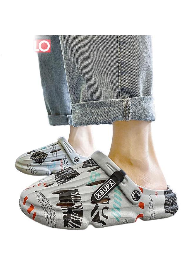 CARTELO Men'S Summer Breathable Hollow Shoes Men'S Slip-On Beach Shoes Grey Size 42-43 - Image 1