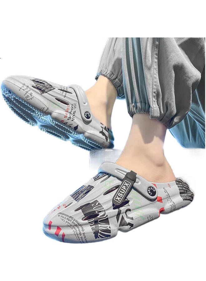 CARTELO Men'S Summer Breathable Hollow Shoes Men'S Slip-On Beach Shoes Grey Size 42-43 - Image 2