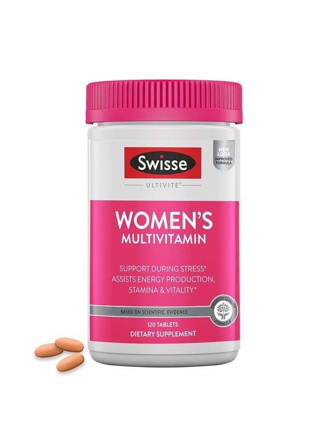 Swisse فيتامينات متعددة يومية للنساء | 47 فيتامين، مضادات الأكسدة والمعادن + أداپتوجينات | دعم الطاقة، التوتر والمناعة | مكمل فيتامينات للنساء | 120 قرص / إمداد لمدة 4 أشهر - Image 1