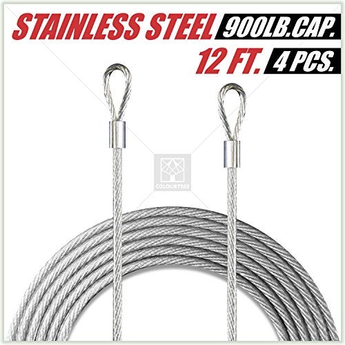 ColourTree 48 Feet (12ft x 4) PVC Coated Stainless Steel Metal Wire Cable Ropes Hardware Kits for Square and Rectangle Sun Shade Sail Canopy  - Commercial Standard Heavy Duty - Image 3