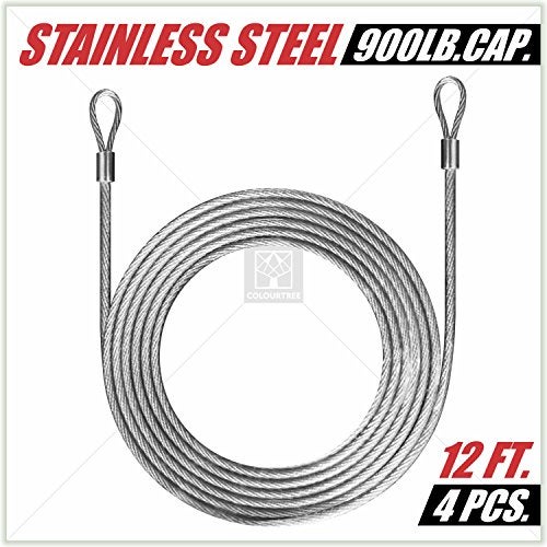 ColourTree 48 Feet (12ft x 4) PVC Coated Stainless Steel Metal Wire Cable Ropes Hardware Kits for Square and Rectangle Sun Shade Sail Canopy  - Commercial Standard Heavy Duty - Image 2