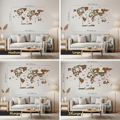 Colorfull Worlds, Multilayer 3D Wooden World Map, Travel Map States and Capitals, Wall Decor For New House, Gift For Travelers, Office Decor, Birthday Present,Living Room Decoration (L, Mixed) - Image 4