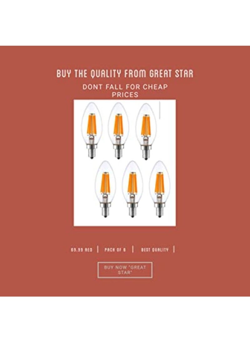 QUESERA Low Voltage 12V E14 Led Candle Filament Bulb C35 4W Warm Light - Image 2