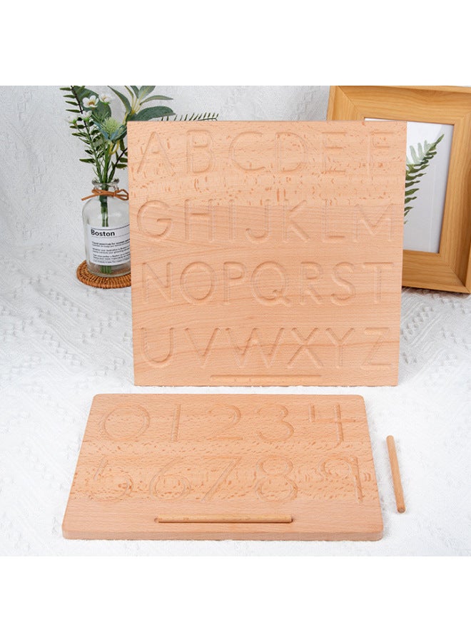 Wooden Blind Writing Board Bump Training Board Case Arabic Alphanumeric Geometric Description Control Pen Training Toy-Color:Lowercase Letter Blind Writing Box - Image 5