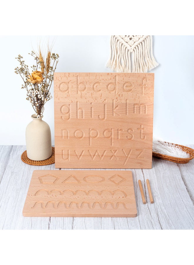 Wooden Blind Writing Board Bump Training Board Case Arabic Alphanumeric Geometric Description Control Pen Training Toy-Color:Lowercase Letter Blind Writing Box - Image 3