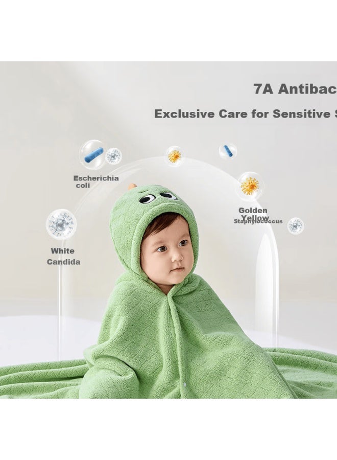 Lemonkid Lemon Baby Kids Hooded Towel Cape Bathrobe Baby Bathrobe Absorbent Magic Triceratops Green - Image 2