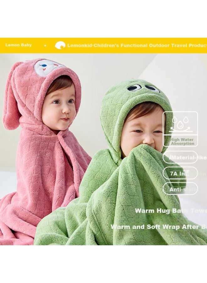 Lemonkid Lemon Baby Kids Hooded Towel Cape Bathrobe Baby Bathrobe Absorbent Magic Triceratops Green - Image 1