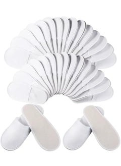 CHU DAI 20 Pairs Disposable Bath Slippers for Guests - Bulk Slipper Pack for Hotel, Spa, Travel, Shoeless Home, White Closed Toe  - Image 1