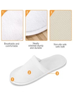 CHU DAI 20 Pairs Disposable Bath Slippers for Guests - Bulk Slipper Pack for Hotel, Spa, Travel, Shoeless Home, White Closed Toe  - Image 2