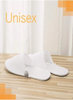 CHU DAI 20 Pairs Disposable Bath Slippers for Guests - Bulk Slipper Pack for Hotel, Spa, Travel, Shoeless Home, White Closed Toe  - Image 3