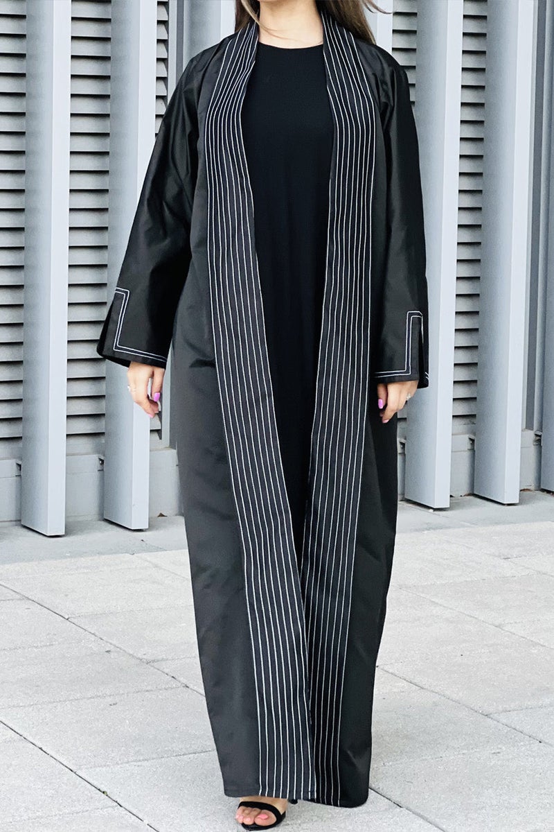Moistreet Satin Flared Sleeve Abaya - Image 2