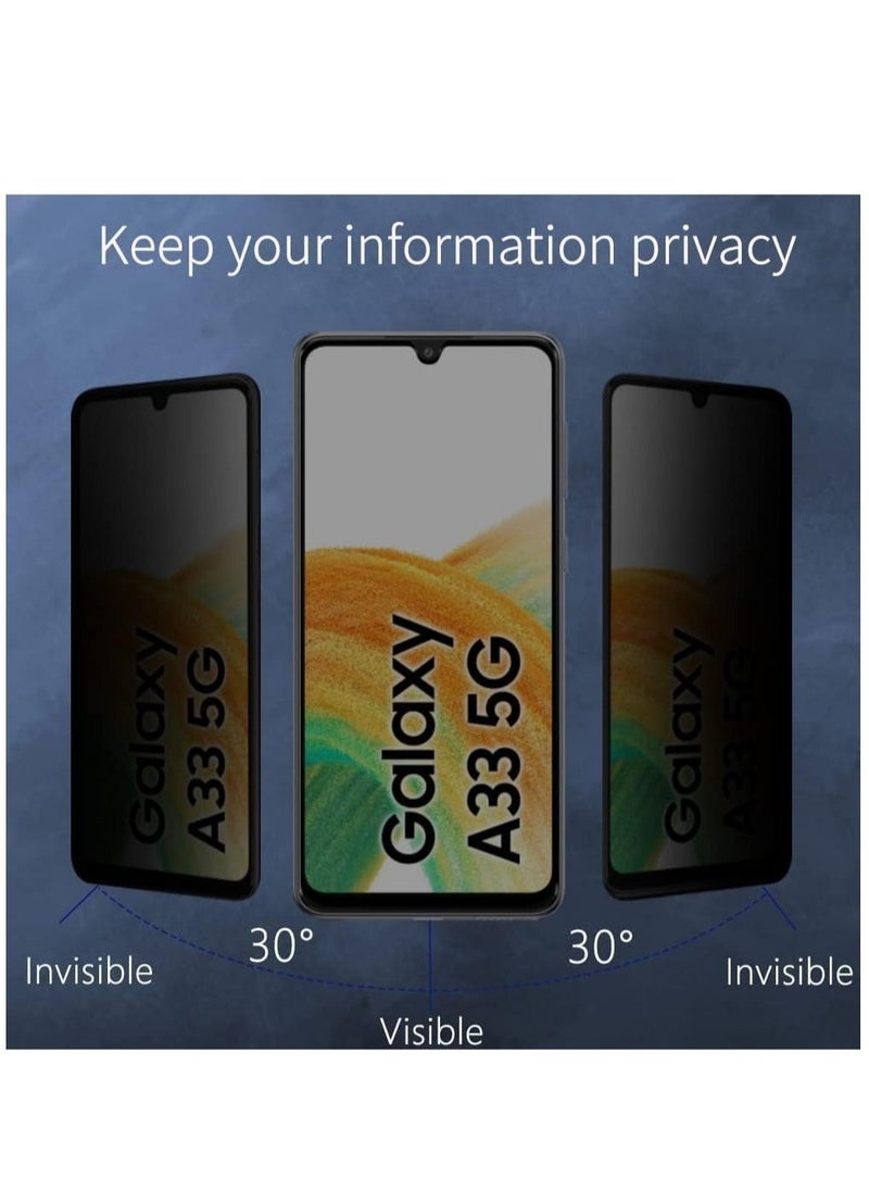 vesus Samsung Galaxy A33 5G Privacy Glass Screen Protector Anti-Spy Tempered Glass Film 9H Hardness Scratch Resistant Bubble Free Glass Screen Protector - Image 2