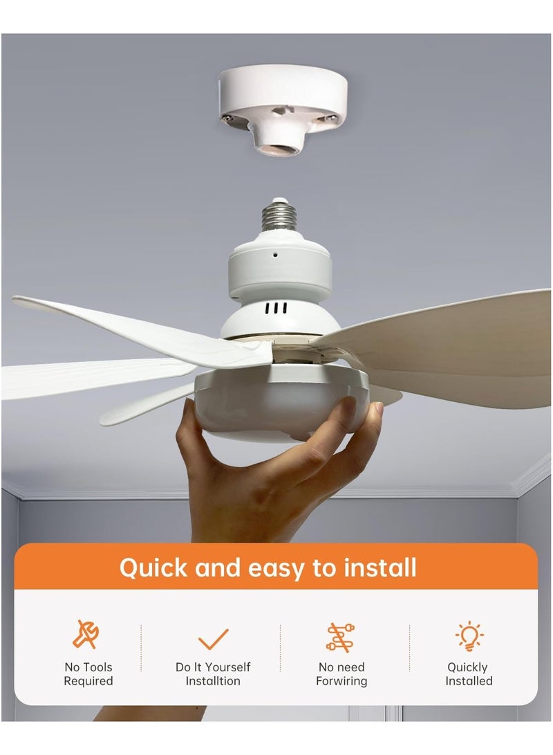 Socket Fan Light with Remote, Screw Ceiling Fans with Lights, E27 Base Light Bulb Fan, 3 Colors 3000K-6500K Dimmable Socket Fan with Light for Garage, Bathroom, Bedroom, Kitchen - Image 4
