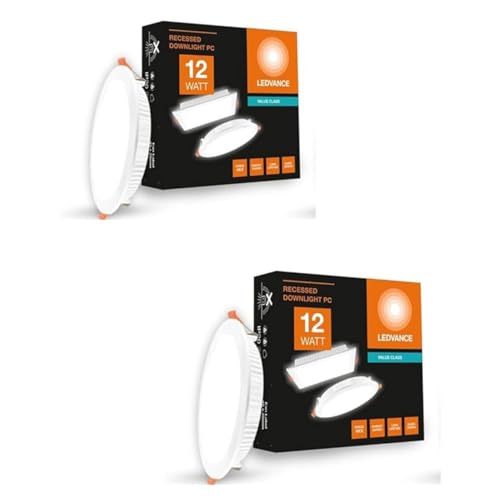 LEDVANCE OSRAM Lights for Ceiling 12W | Recessed Ceiling Light | Ceiling Downlight | False Ceiling Lights | 4.0KV Surge Charge Protection | Energy Saving | BIS Approved | 2 Year Warranty - Pack of 2 - Image 1