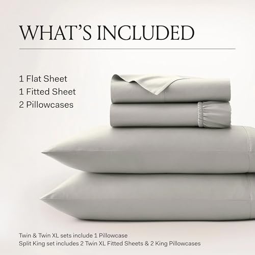 BOLL & BRANCH Signature Hemmed Sheet Set - Twin, Mineral - Luxury 100% Organic Cotton - Includes 1 Flat, 1 Fitted, 2 Pillowcases - Buttery Soft - Image 4