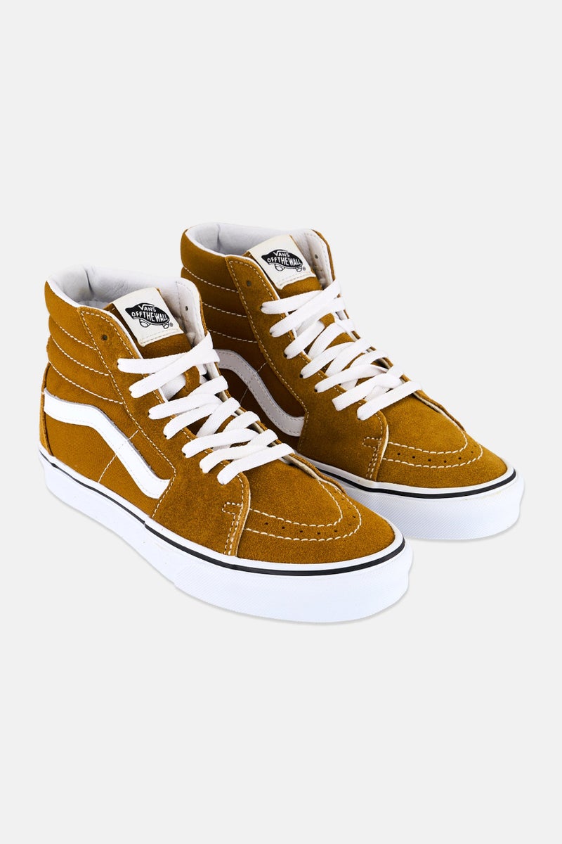 VANS أحذية نسائية سكيت-هاي بكعب عالٍ ورباط، بني ذهبي - Image 1