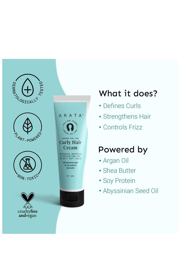 أراتا كريم أراتا كيرل للشعر الجاف والمجعد والمموج والمجعد | يقلل من التجعد | يرطب ويرطب ويحدد تجعيد الشعر | تجعيدات مخملية ناعمة | بروتين الصويا وزبدة الشيا | خالٍ من البارابين والسيليكون | 50 جرام × 1 - Image 2