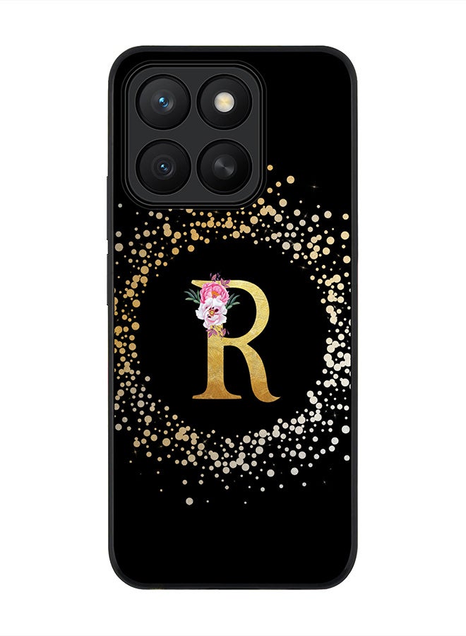 Stylizedd For Honor X8c Case,Slim fit Camera Protection, Shockproof Thin Phone cover  - Custom Monogram Floral - R ( Black )