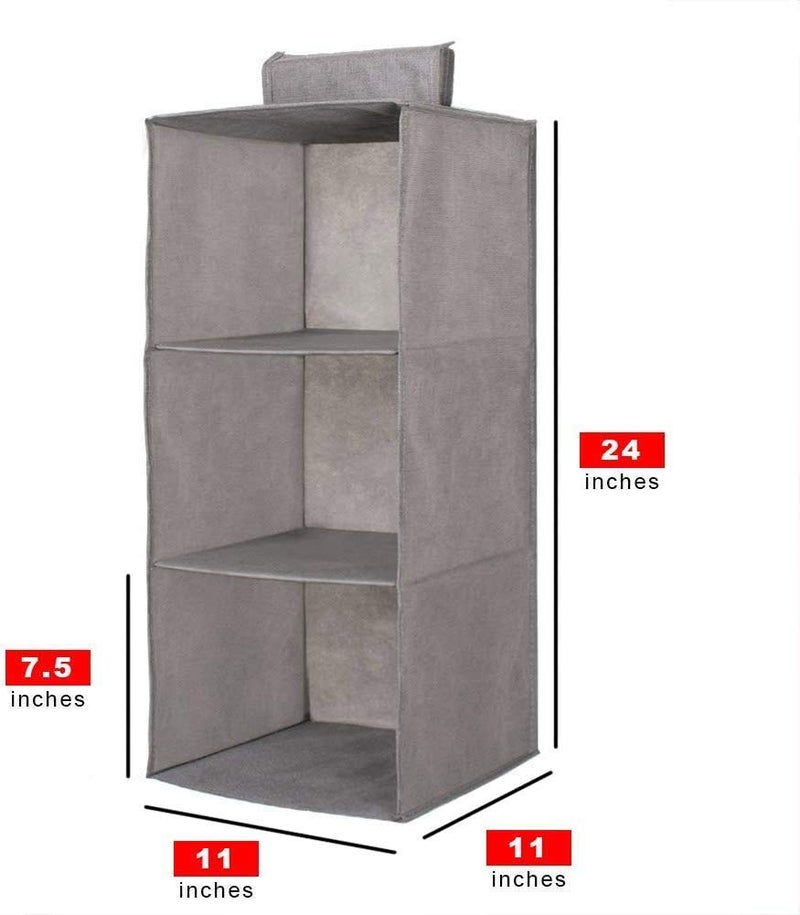 Flipco Hanging Closet Organizer Foldable 3Shelf Hanging Closet Wardrobe Storage Shelves Clothes Handbag Shoes Accessories Storage Washable Oxford Cloth Fabric - Image 3
