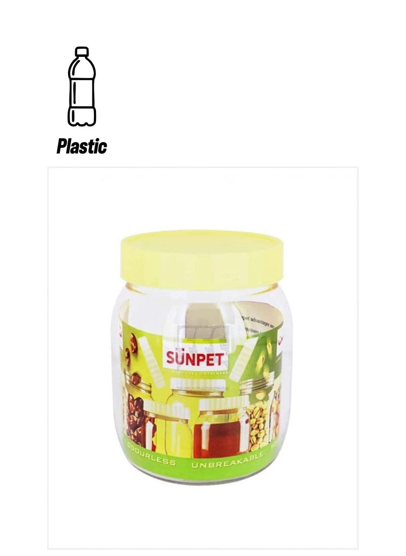 Sunpet Alsaqer Round SpiceJar/Pet Jar/Plastic Round Food Storage Jar 750 ml Capacity Clear 