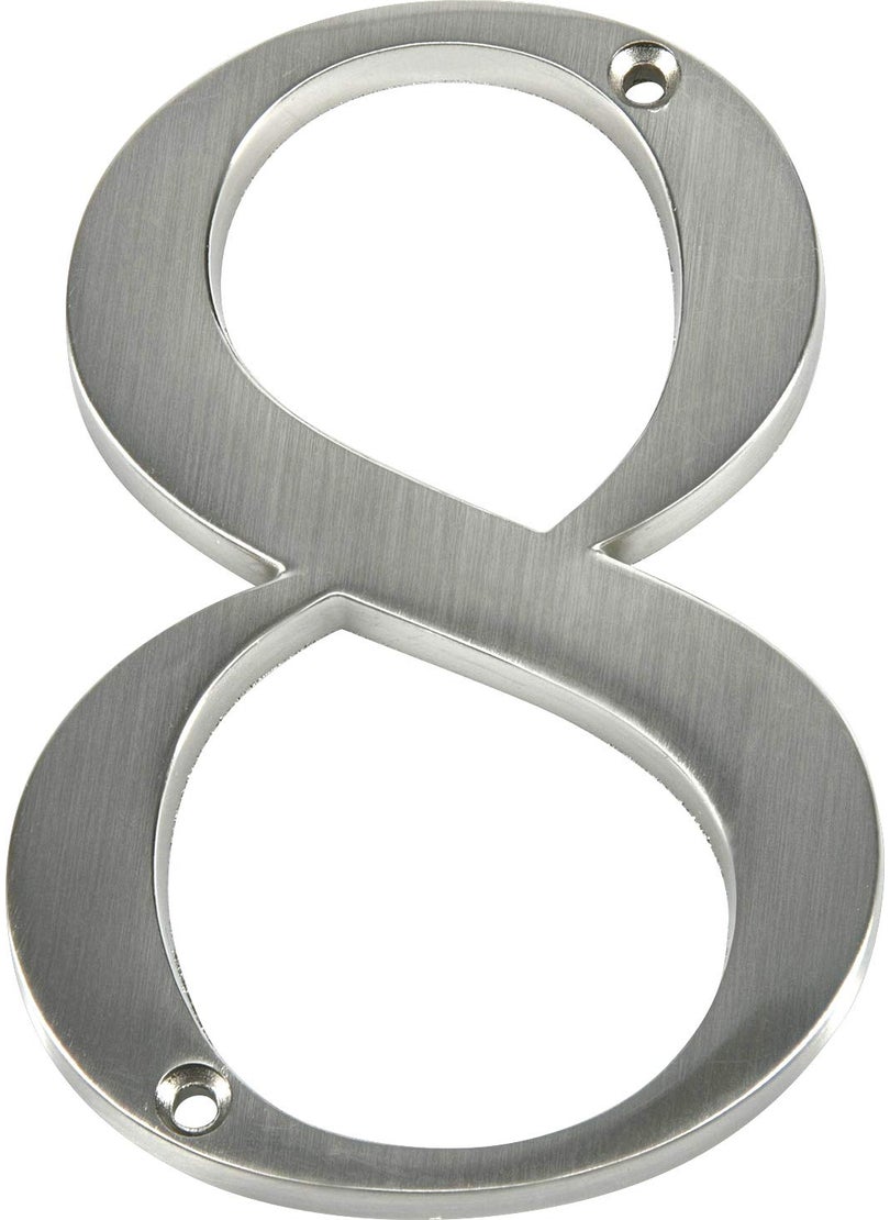 Hillman Distinctions by Hillman 843328 4-Inch Brushed Nickel Flush-Mount House Number 8, 1 Count (Pack of 1)  - Image 1
