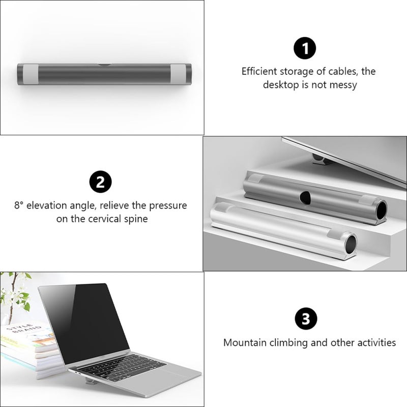 Aluminum Alloy Laptop Stand for 11 to 14 Inch Notebooks Portable Anti Slip Cooling Bracket Gray - Image 4