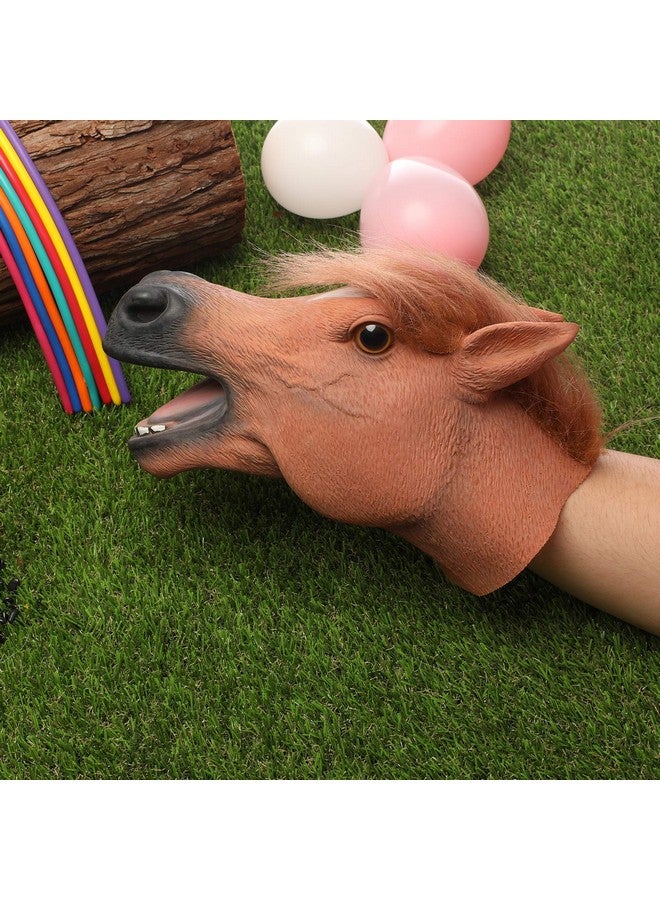 Yolococa Horse Hand Puppet Realistic Latex Soft Animal Toy Storytelling Role Play Party Supplies for Kids - Image 4