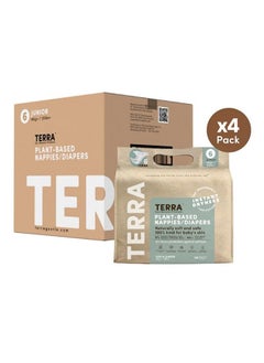 Terra Pack Of 4 Size 6 Junior Diapers: 85% Plant-Based Diapers, Ultra-Soft And Chemical-Free For Sensitive Skin, Superior Absorbency For Day or Nighttime Diapers, 3D Leak Guards, 100% Biodegradable Bamboo Fibre, Designed For Junior Babies 35 lb + 16 kg +, 24-48 Months, 14 Count  - Image 1