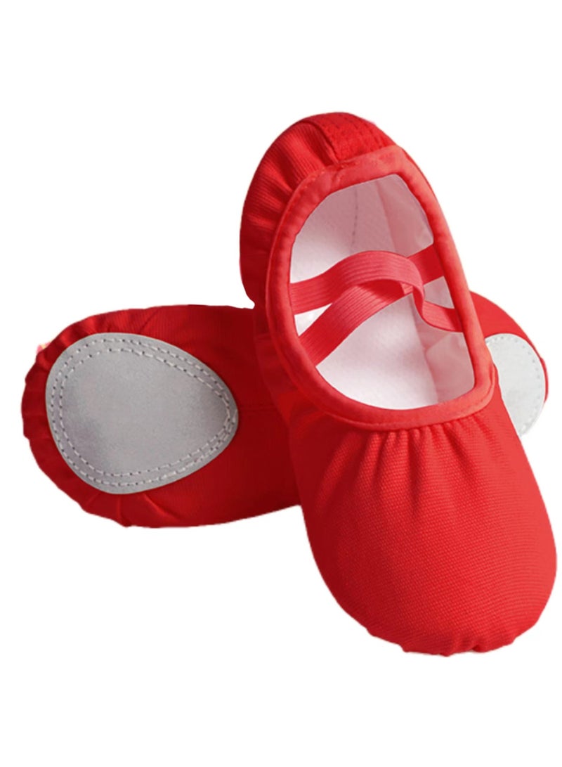 Generic Children's Lace Up Free Dance Shoes Soft Soled Ballet Shoes Canvas Toe Caps  - Image 1