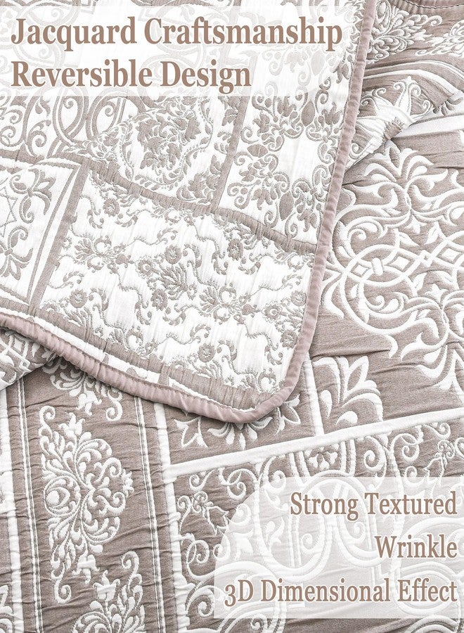 Asuexpect 3 Piece Brown Patchwork Bedspread Sets King Size, Boho Reversible Jacquard Bedding Set for All Season, Soft Lightweight Comforter Bedspread Coverlet Set (106''x96'') with 2 Shams - Image 3