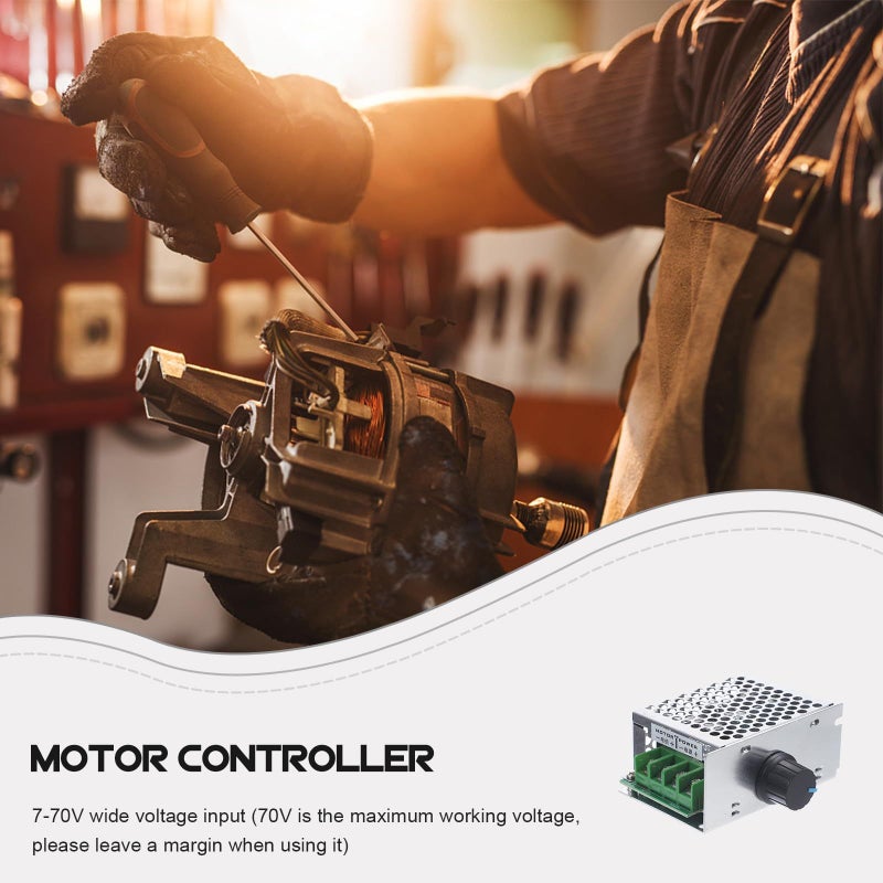Pwm Dc Motor Speed Controller 7 70v 30a Adjustable Voltage Regulator With Fuse For 12v 24v 60v Electric Motor Speed Control Industrial Use Blue - Image 5