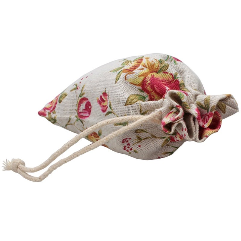 FASOTY Lot of 50 Rose Drawstring Bags Burlap Flower Pouch Bags Linen Gift Bags Floral Jewelry Pouches Jute Sacks for Wedding Favors Party Gifts, Bridal Shower, Birthday, DIY Craft, 3.7x5.2 Inch - Image 5