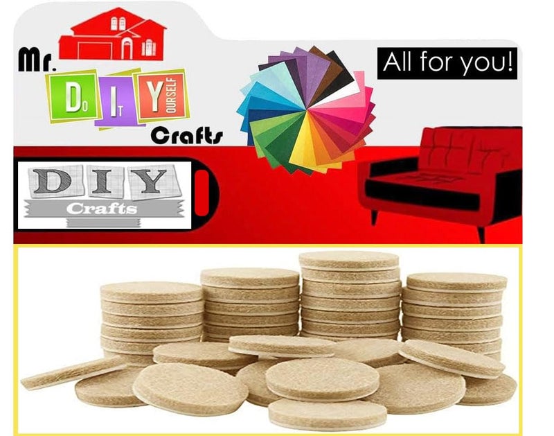 Do It YourSelf DIY Crafts Beige Furniture Pads Round Cuttable Furniture Felt Pads Self Adhesive Felt Chair Pads, Anti Scratch Floor Protectors for Furniture Legs (75 Pcs Beige, 1X1 inch Dia Round) - Image 1