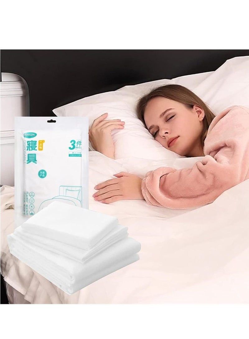 Disposable Bed Sheets with 1 Quilt Cover, 1 Pillowcase, 1 Sheet for Hotel Trip for SPA, Travel, Hotel, Business Trip  - Image 1