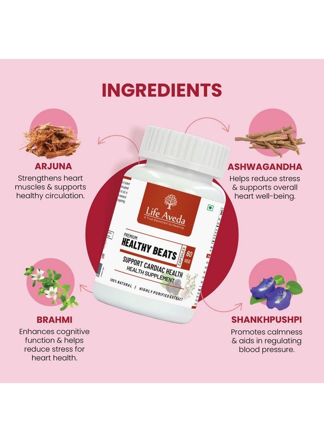 Life Aveda Healthy Beats, Health Supplement, 100% Natural, Support Cardiac Health - 60 Veg Capsules (Pack of 1) - Image 3