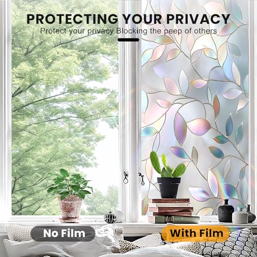 AOHMPT Window Privacy Film Static Cling - Stained Glass Decorative Sun Blocking Window Covering, Non-Adhesive Removable Stickers for Home & Office, 17.5" x 39.3" - Image 5